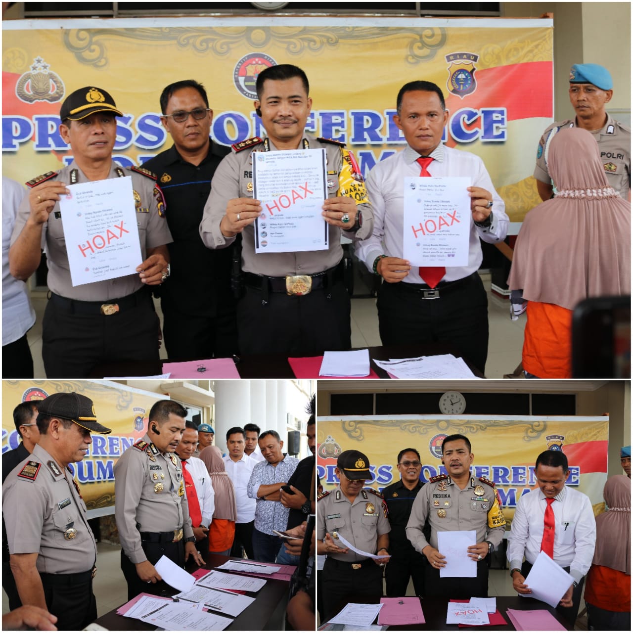 Kapolres Dumai Pimpin Konferensi Pers Pengungkapan Kasus Menyebarkan Berita Bohong dan Menyesatkan